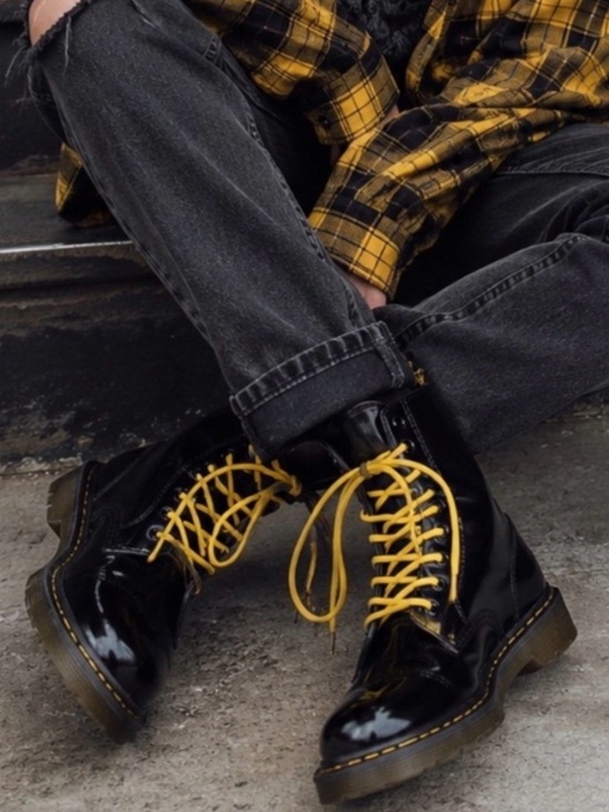 Dr. Martens Shoes - Dr. Martens Black Patent Leather Combat Boots Women’s US 6
